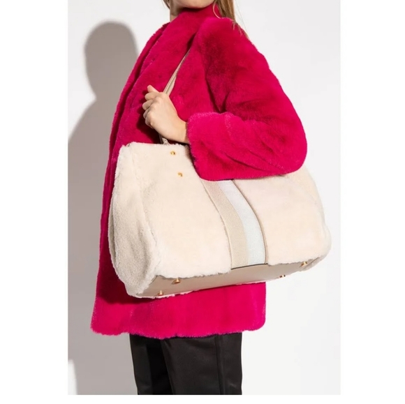 Kate Spade Women's Everything Racing Stripe Faux Shearling Tote - Picture 4 of 7